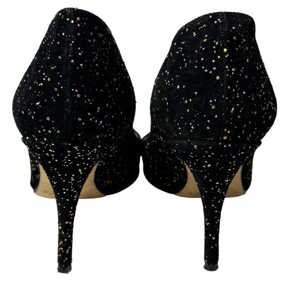 Kate Spade Licorice Pumps Womens 6 B Black Gold Flecked Suede Pointed Heel Italy - Picture 4 of 15